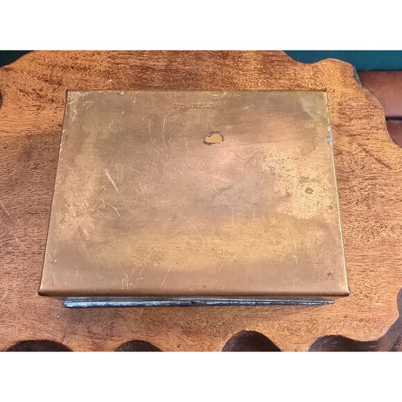 Antique German Brass Stamp Box Marked Ges Gesch 3.25"x2.5"x1" - Picture 7 of 8